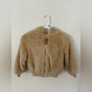 Lola + The Boys Teddy Bear Zip-Up Tan Jacket Size 4